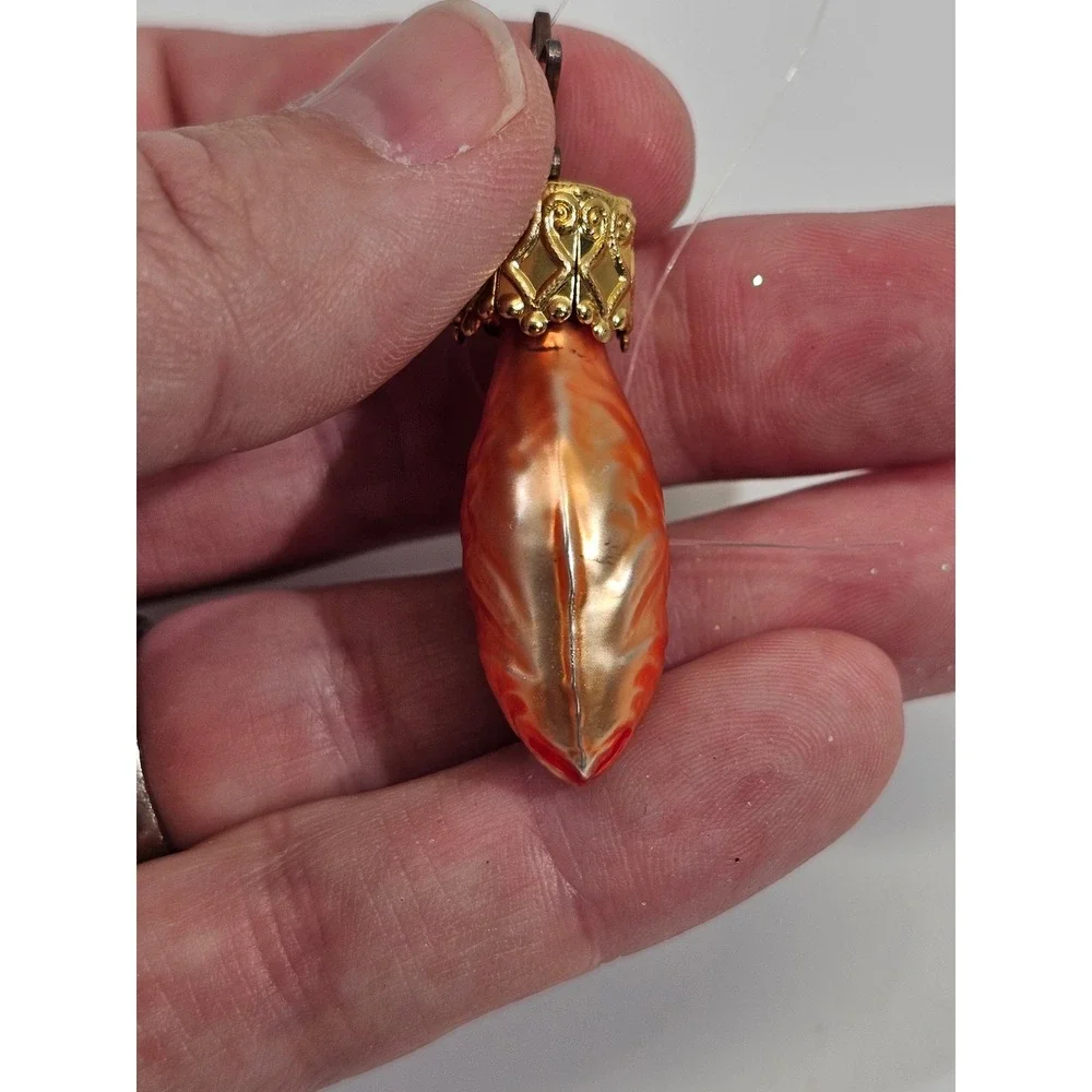 Inge-Glas Mini Fish Christmas Ornament Vintage Orange Gold Glass Germany Star